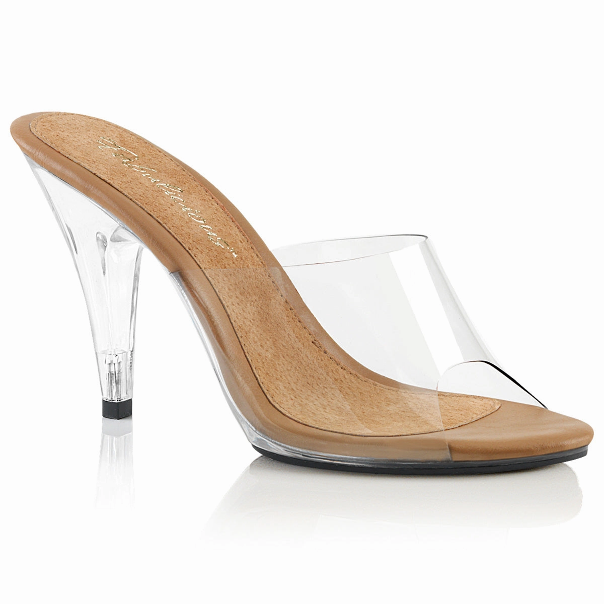Mary Jane Shoes Multi Strap 4" Vanity  Clear Heel (CARESS-401)
