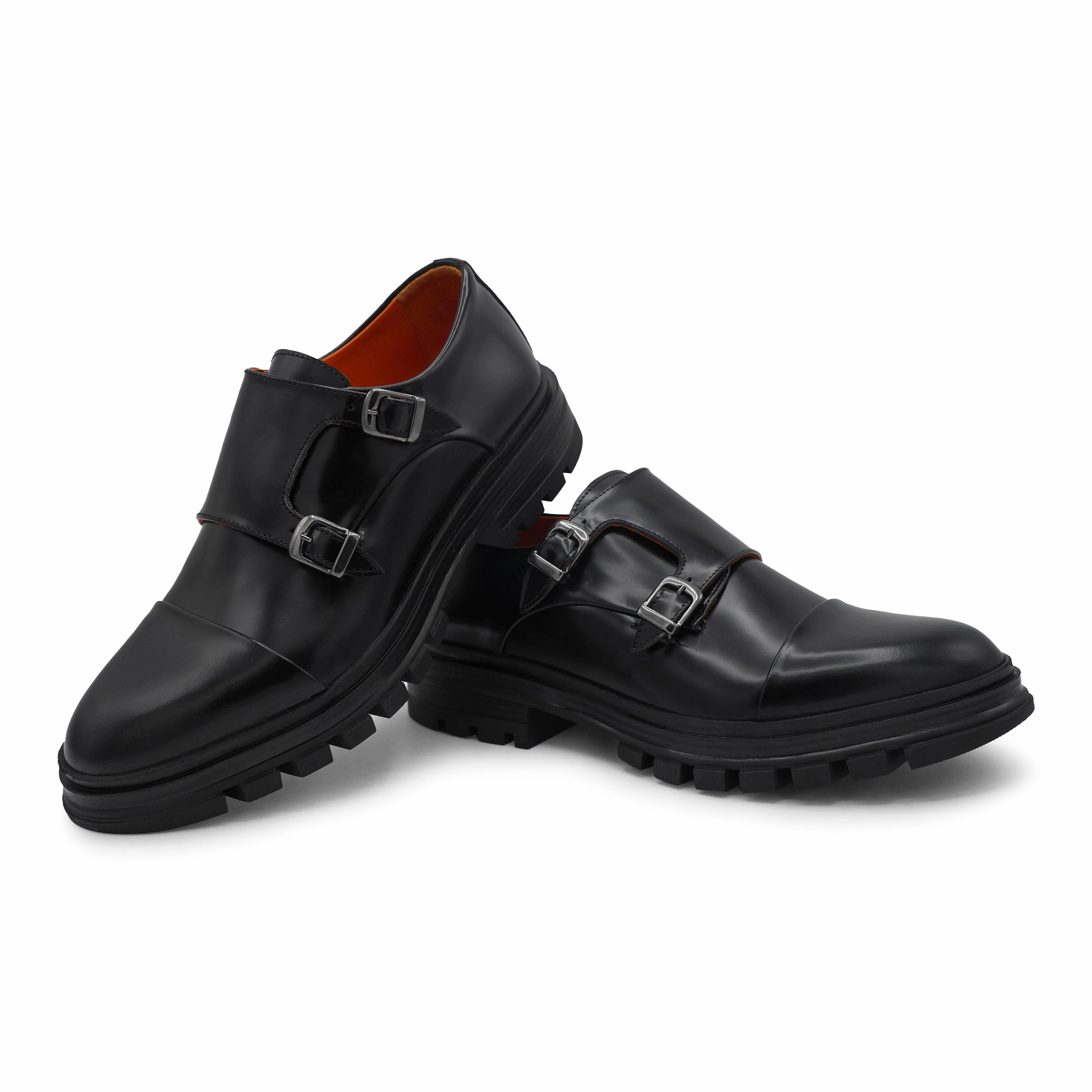 6656 - Black Double Monk Chunky Rubber Sole 3989 5 Eye Brogue Bex Sole