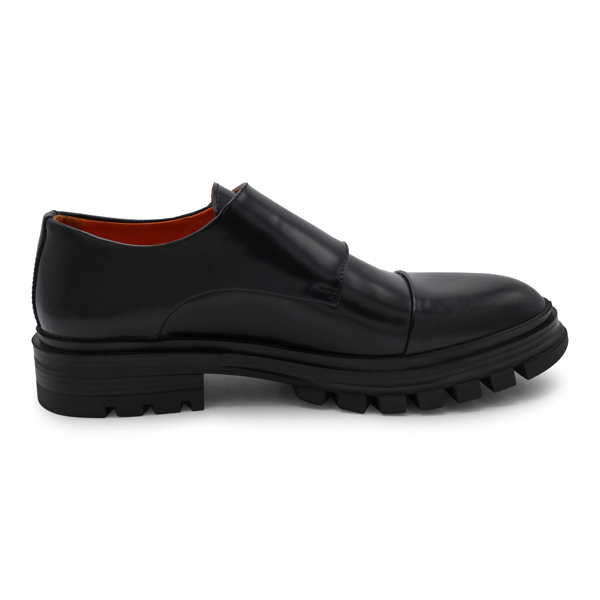 6656 - Black Double Monk Chunky Rubber Sole Grand Brogues