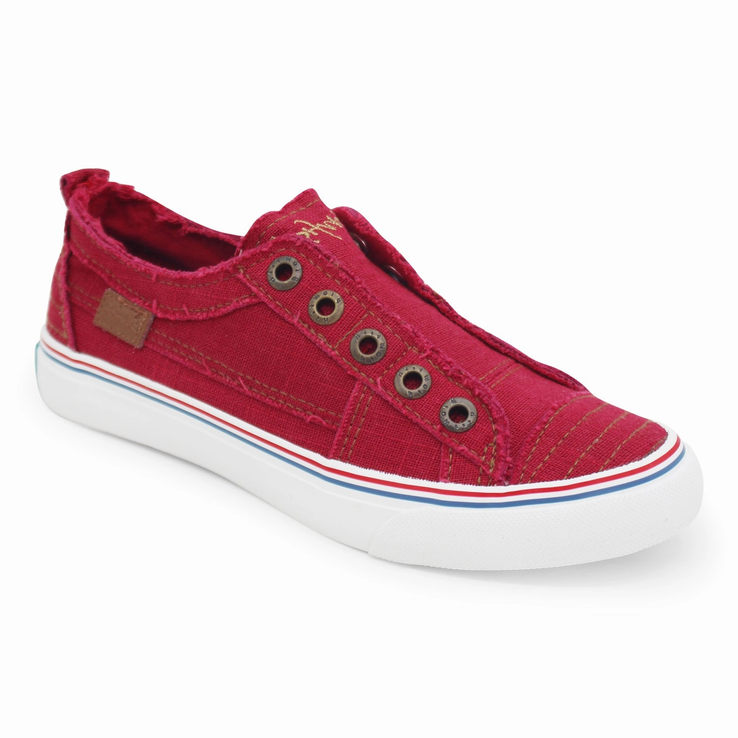 'Blowfish Malibu' Women's Play Slip On - Jester Red Hipster Smoked Twill Shoes Formal And Casual