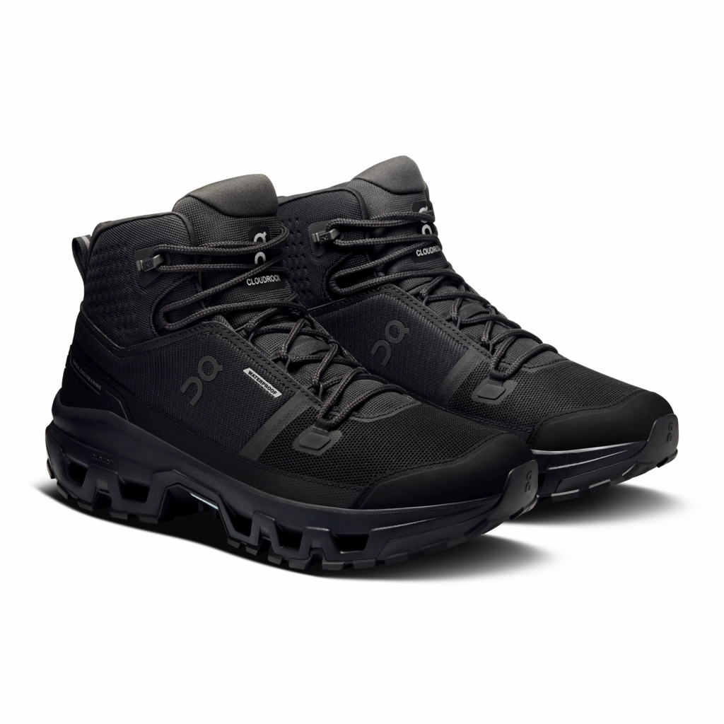 Woods Hiking Shoes 'On Running' Men's Cloudrock Mid WP -  Black / Black
