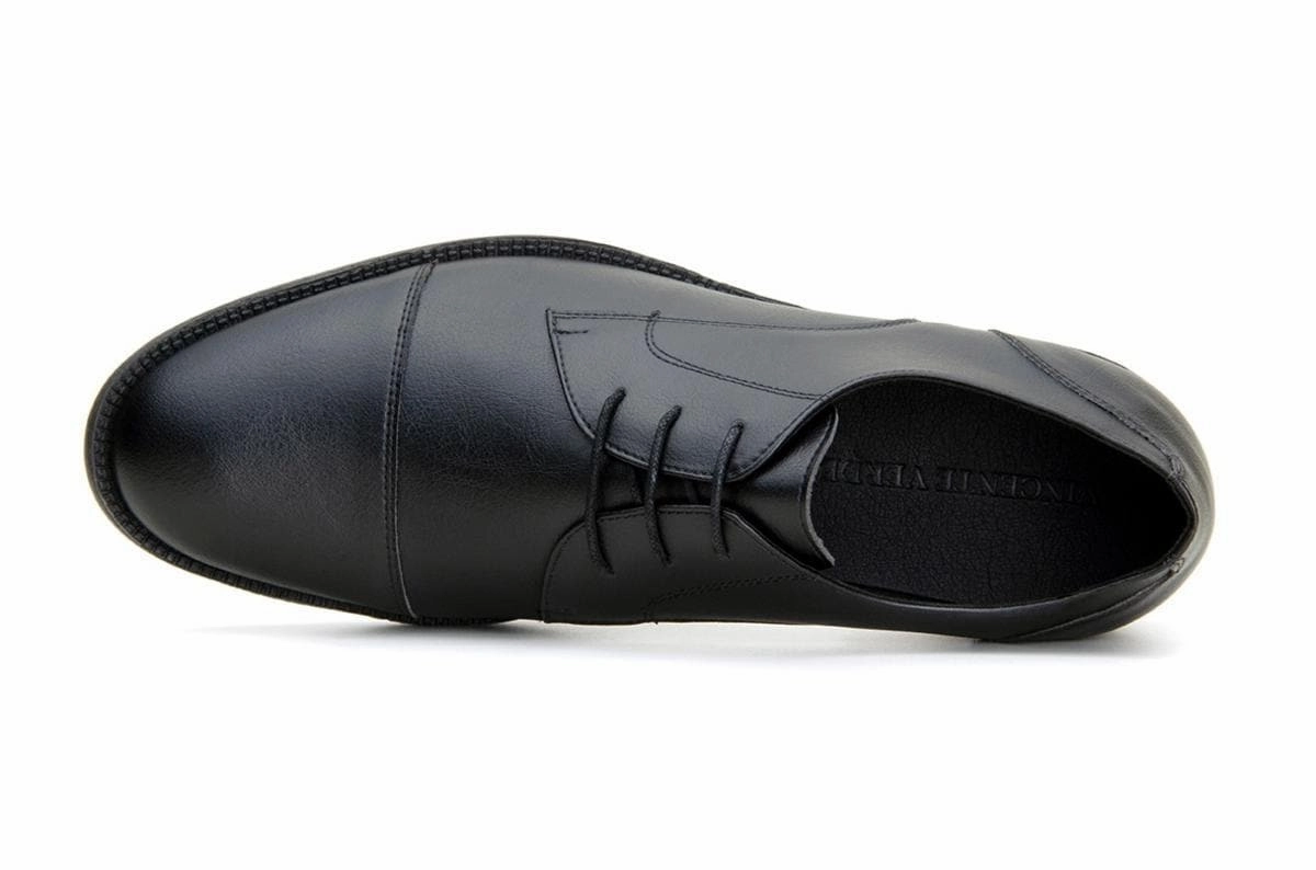 'Roma' classic vegan leather derby by Vincente Verde -  black Lace Up Pointed High Heel Shoes