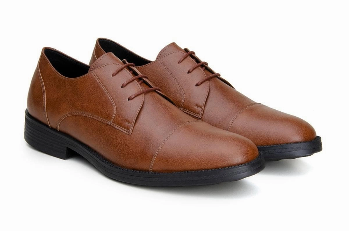 'Roma' classic vegan leather derby by Vincente Verde -  cognac Closed Toe Lace Up Shoes