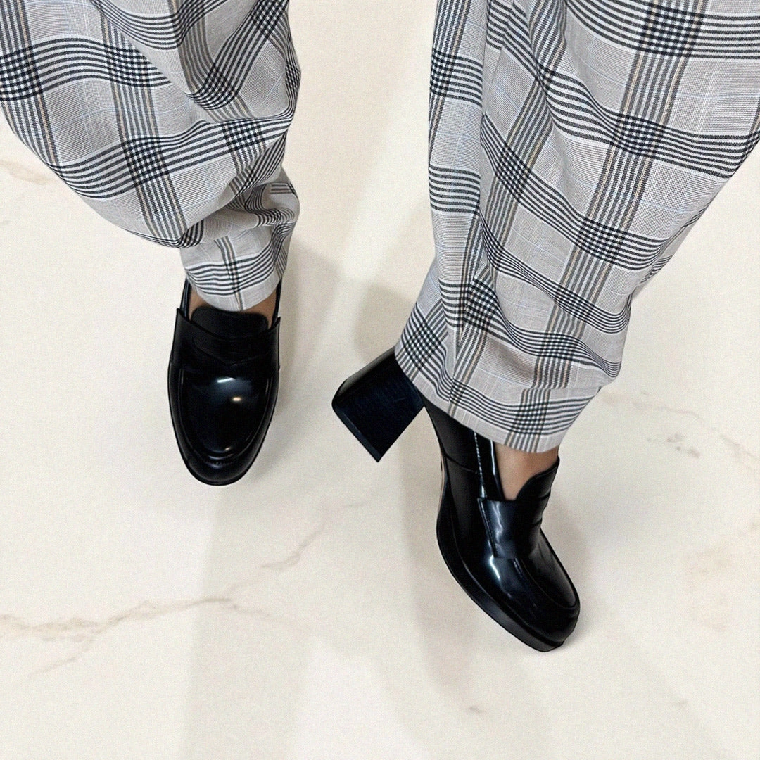 *SHARE BLACK - platform heel brogue Drew Shoe Delite Mary Jane