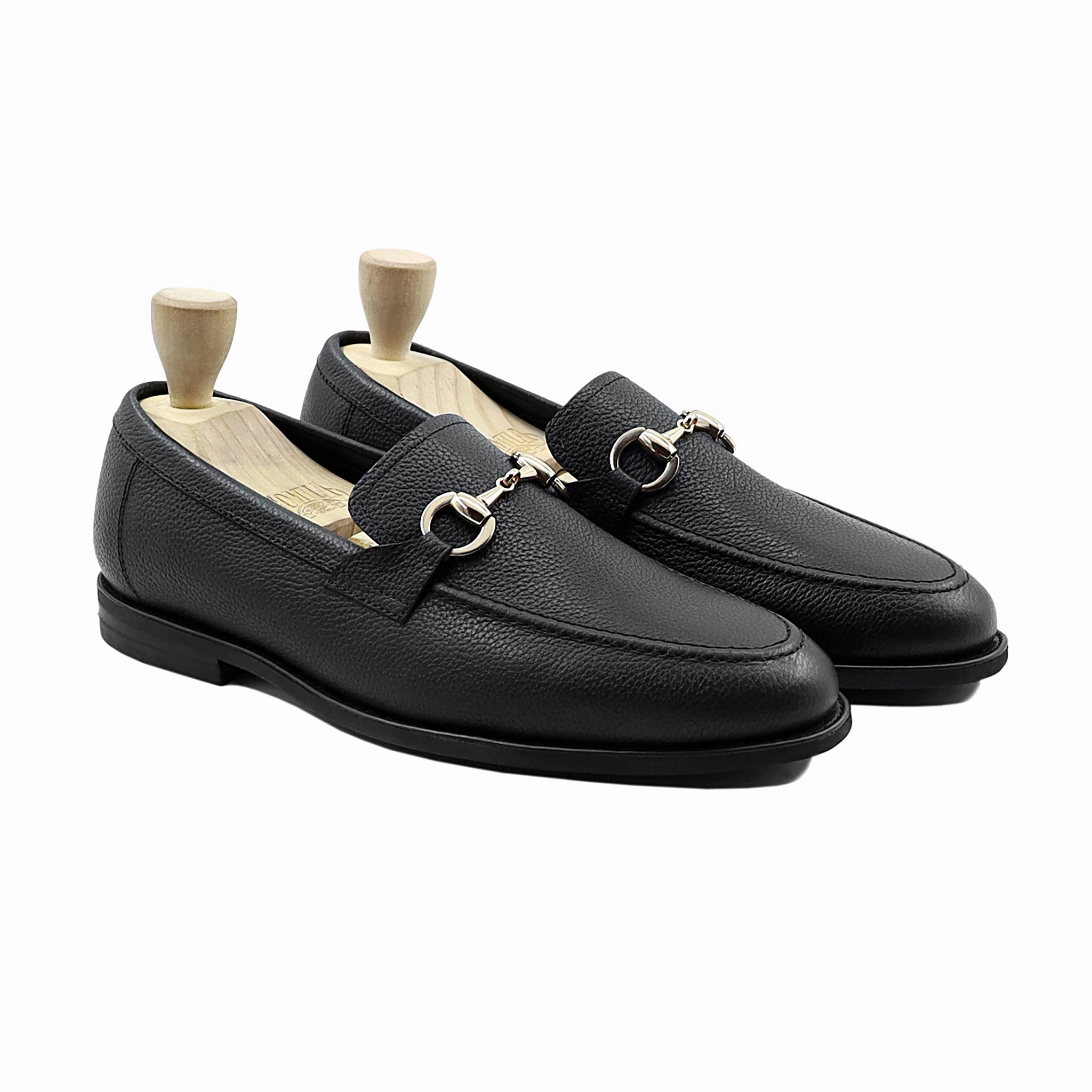 Loafers To Wear With Jeans Abada - Men's Black Pebble Grain Leather Loafer