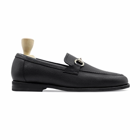 Abada - Men's Black Pebble Grain Leather Loafer Frame Loafers