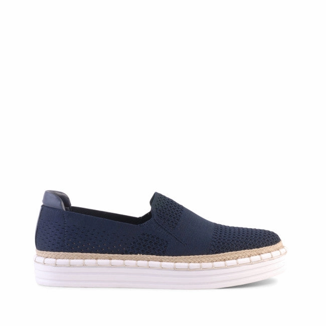 Queen Slip On Sneakers - Navy Knit Wide Toe Box Slip On Shoes