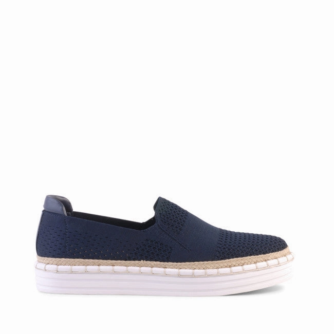 Queen Slip On Sneakers - Navy Knit Slip On Safety Trainers