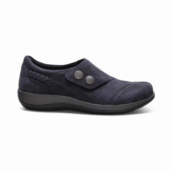 Creeper Brogue Shoes Aetrex Women's Karina Slip On in Navy
