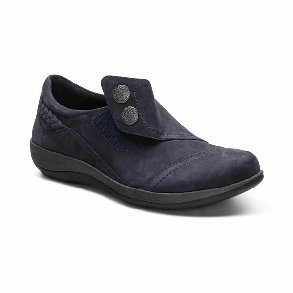 Aetrex Women's Karina Slip On in Navy Brogues And Oxfords