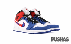 Genuine Leather Basketball Shoes Air Jordan 1 Mid 'Multi-Color Swoosh' (2022)