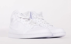 Basketball Shoes Zipper Air Jordan 1 Mid 'Triple White' (2020)