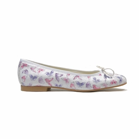 'Madi' vegan textile ballet flat by Zette Shoes - white East Point Oxfords