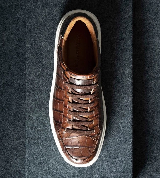 Allen Edmonds Oliver Chestnut Croc Slip-On Sneaker Slip On Canvas Shoe