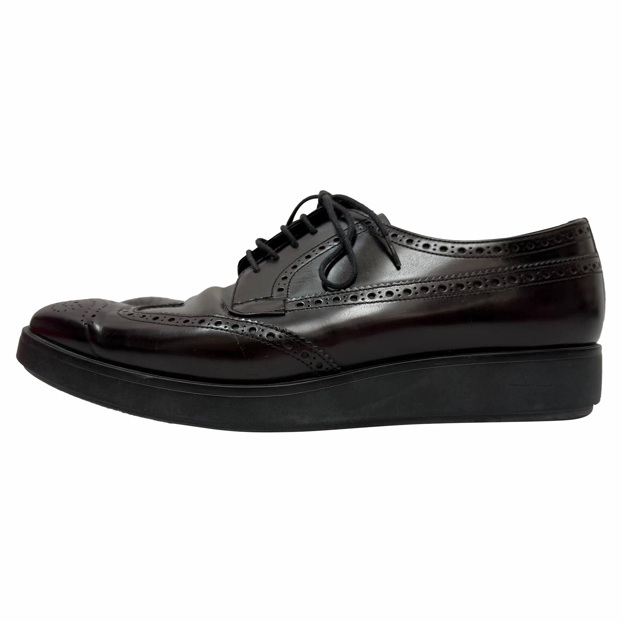 Prada Brush Lace-Up Brogue Shoes in Burgundy Leather When To Wear Brogues