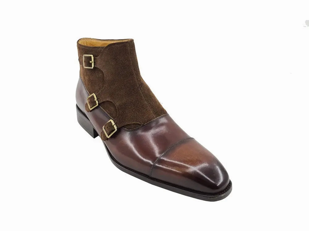 Nude Brogues Calf & Suede Three Buckles Monk Chukka Boot