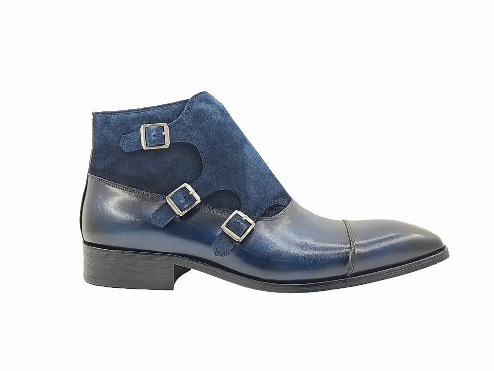 Calf & Suede Three Buckles Monk Chukka Boot Print Brogues