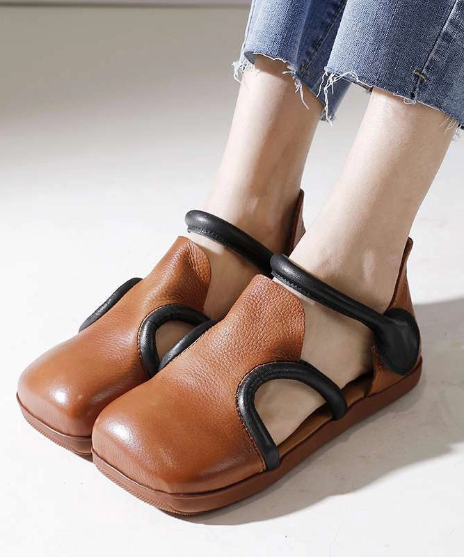 Flat Velvet Mary Jane Shoes Handmade Brown Platform Splicing Buckle Strap Flats Shoes SL1016