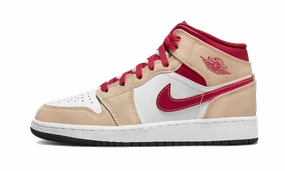 Air Jordan 1 Mid Light Curry Cardinal Basketball Shoes Kobe