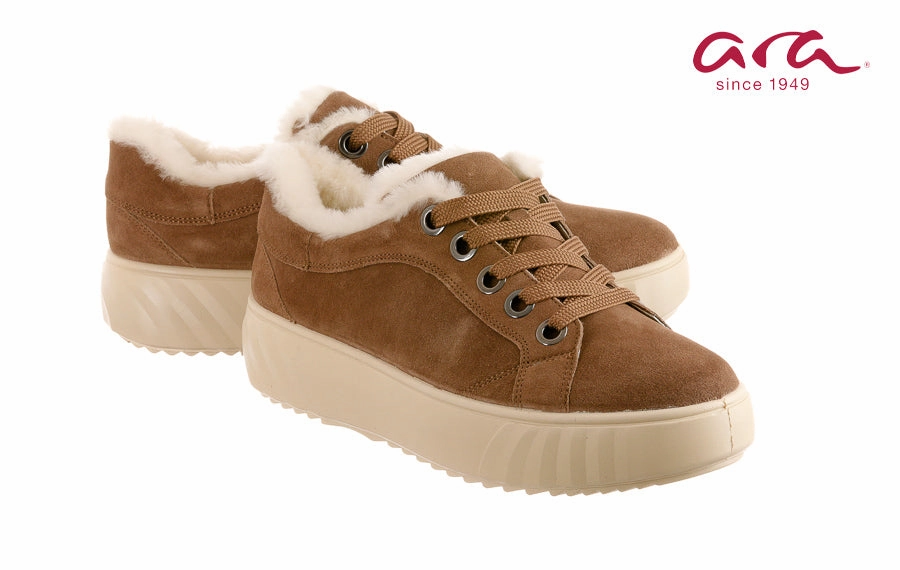 Ara Bunny Taupe Brogue Leather Boots