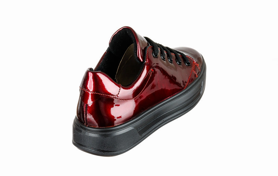 English Brogue Boots Ara Glossy Burgundy