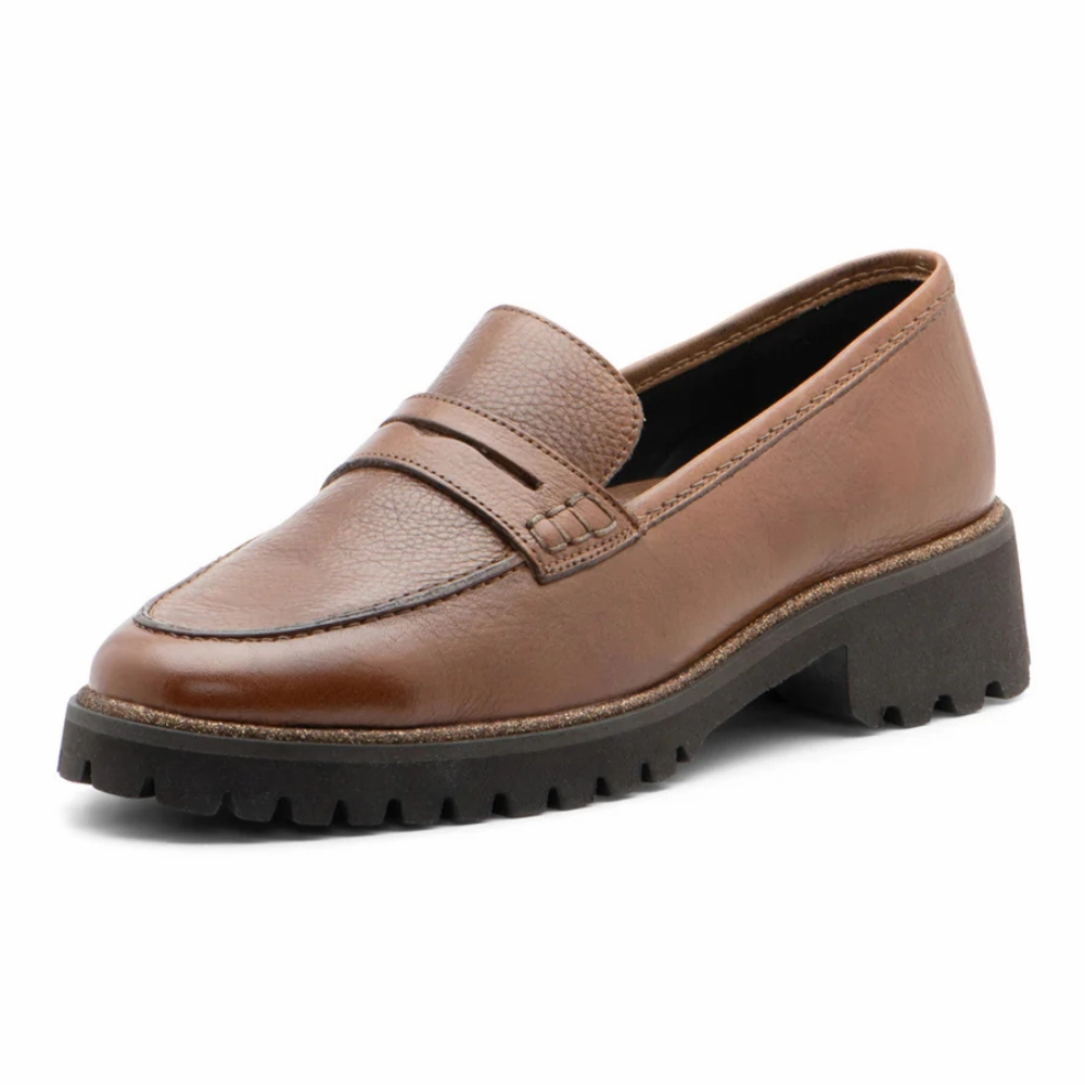 Loafers Guide Ara Karina Brown Leather Chunky Sole Loafer (Women's)