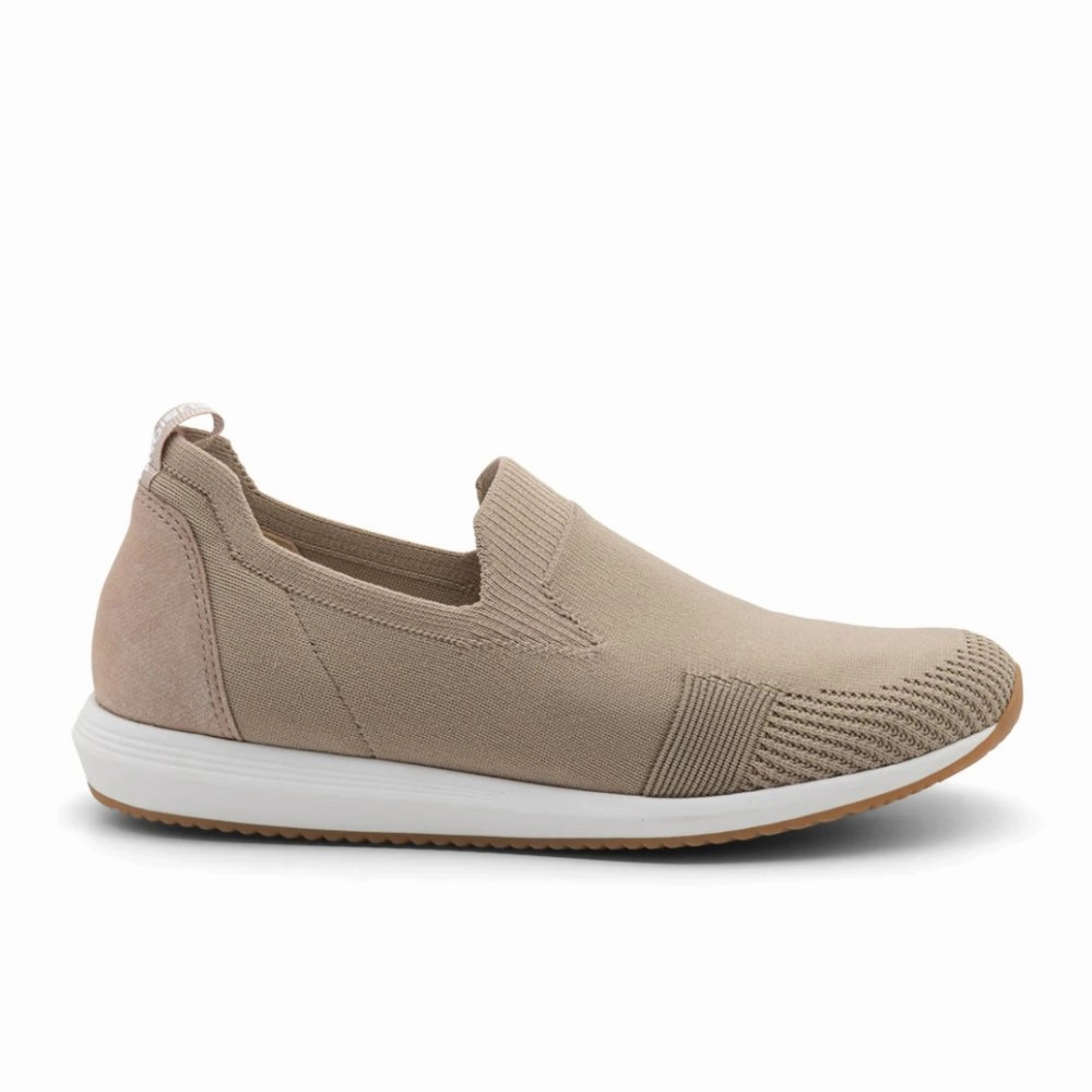 Comfortable Leather Slip On Shoes Ara Women's Leena 2 - Sand
