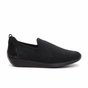 White Leather Slip On Shoes Ara Women's Leena - Black