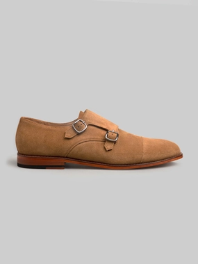 Aristocrat Double Monks - Sand Suede Dress Brogues