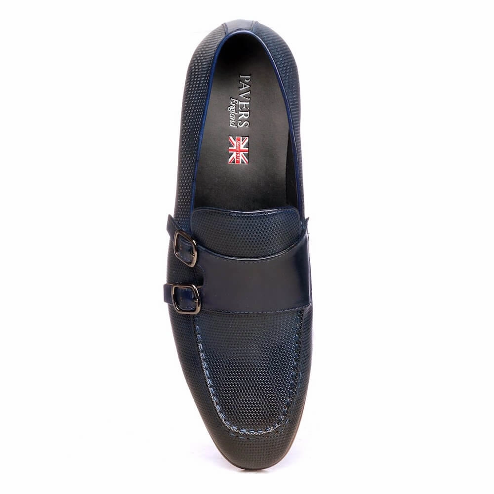 Bertie Brogues Double Strap Monks For Men - Navy