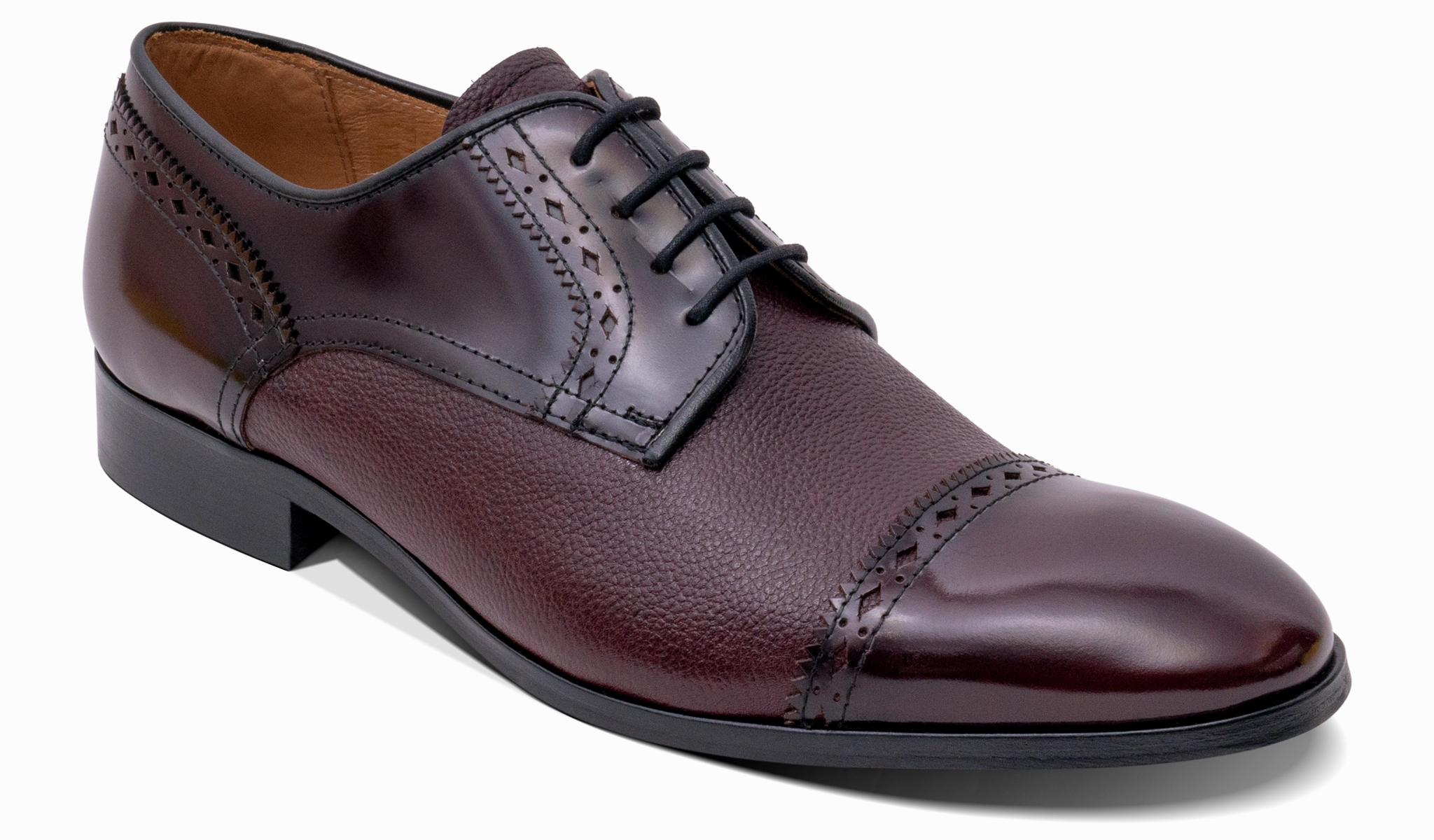 Ashbourne - Burgundy Hi-Shine/Grain Slip On Vs Lace Up Shoes