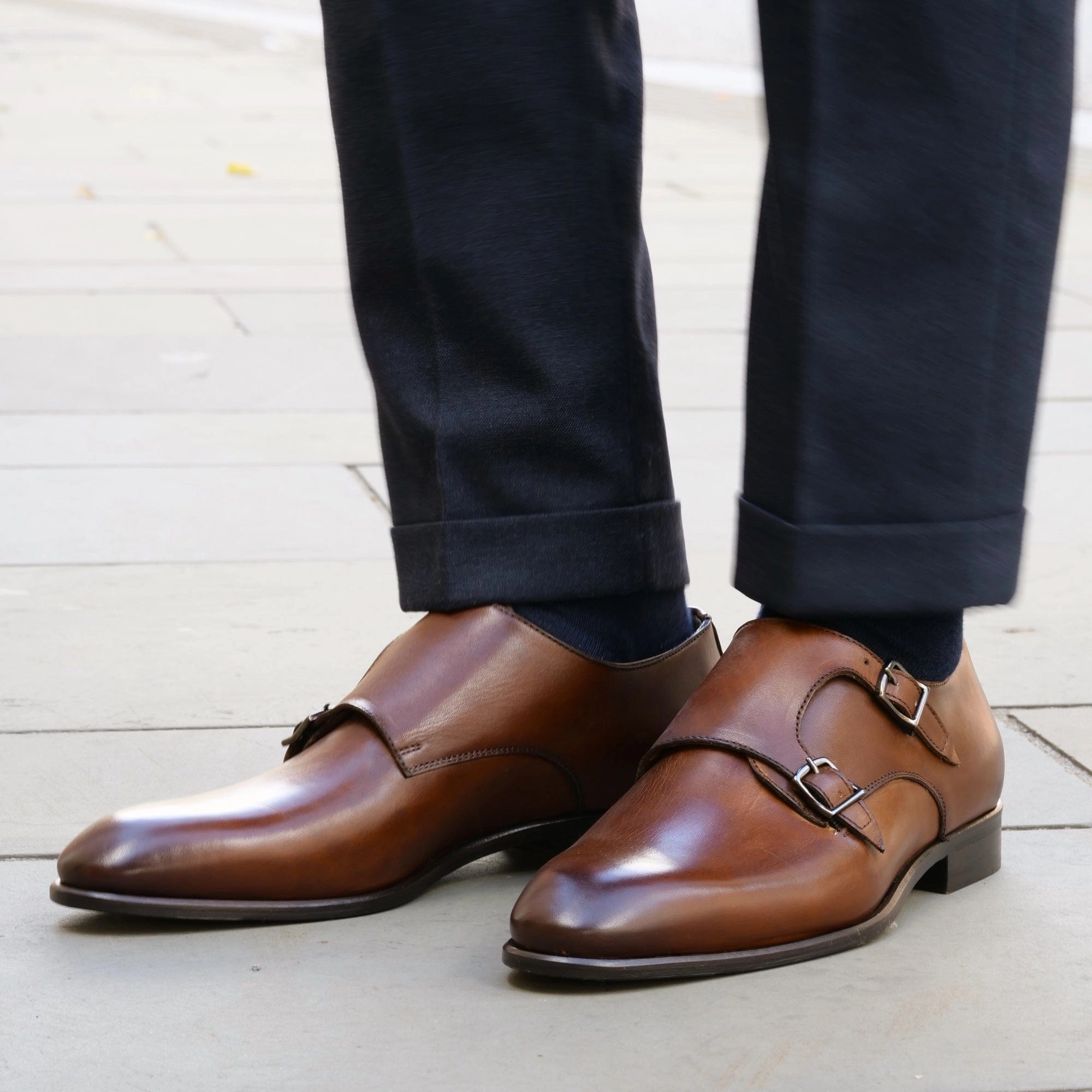 Walk London Brogues Ashcroft Monk Strap Tan