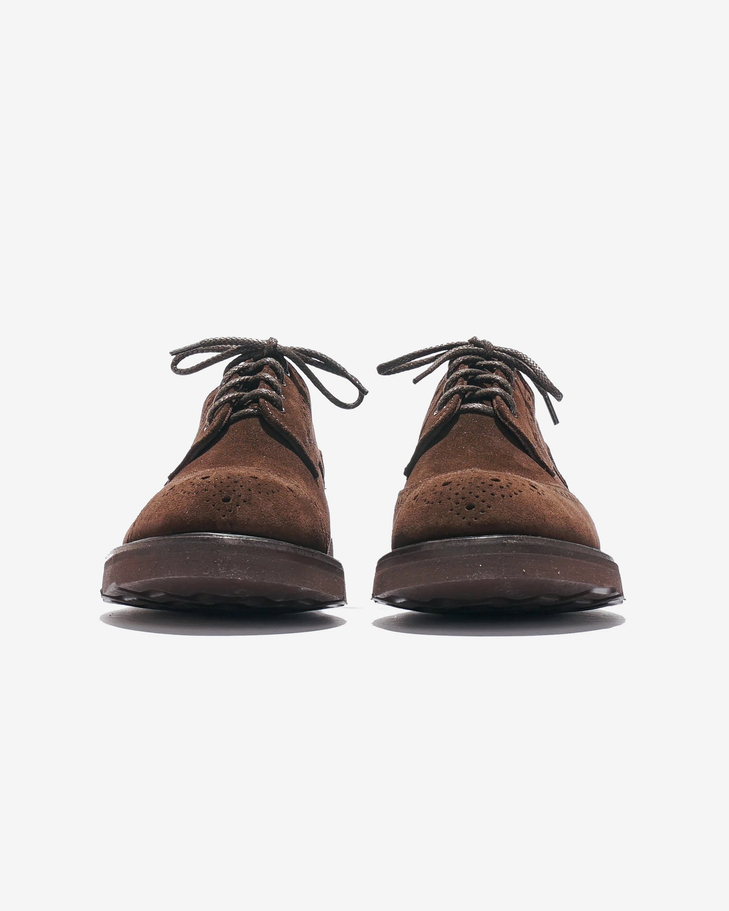 Asymmetric Gibson Brogue  Brown Suede Wearing Brogues