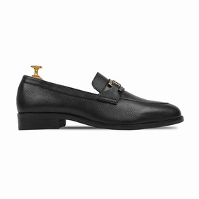 Ladies Lace Up Loafers Athena - Men's Black Pebble Grain Leather Loafer