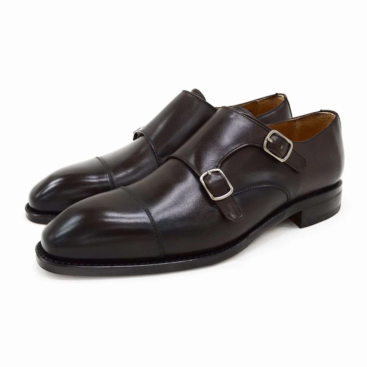 Berwick 1707 Double Monk (5212) Moka (Dark Brown) Brogue Boots Men Outfit