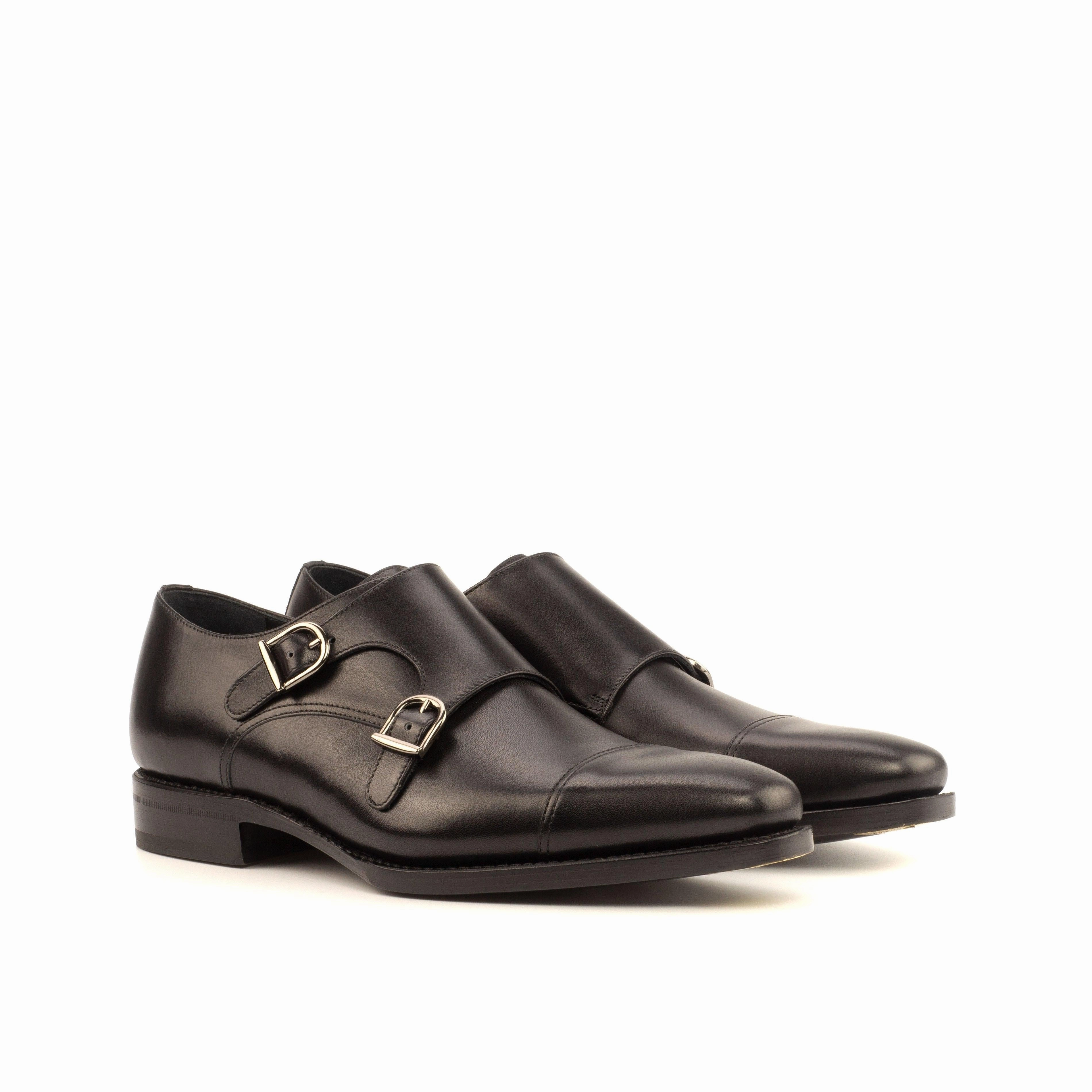 Brogues Shoes Definition Black Calf Leather Double Monk