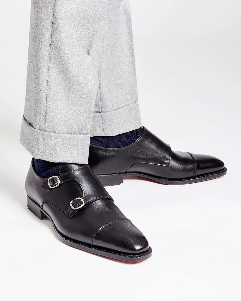 Not Brogues Kingsman Black Double Monk Strap Dress Shoe