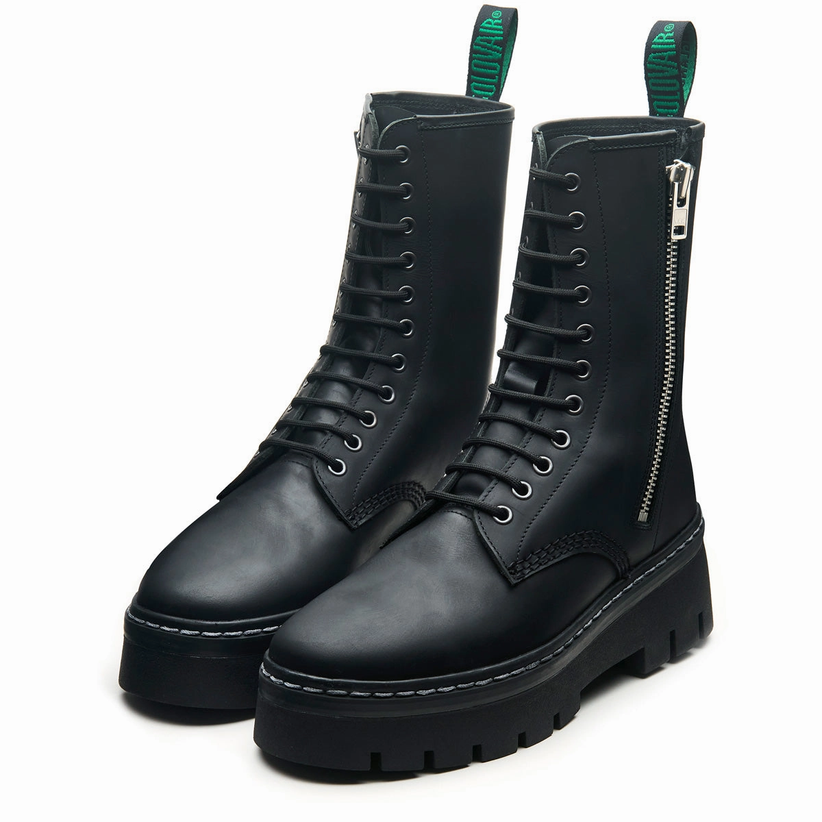 Black Greasy 11 Eye Zipped Platform Derby Boot Zara Black Lace Up Shoes