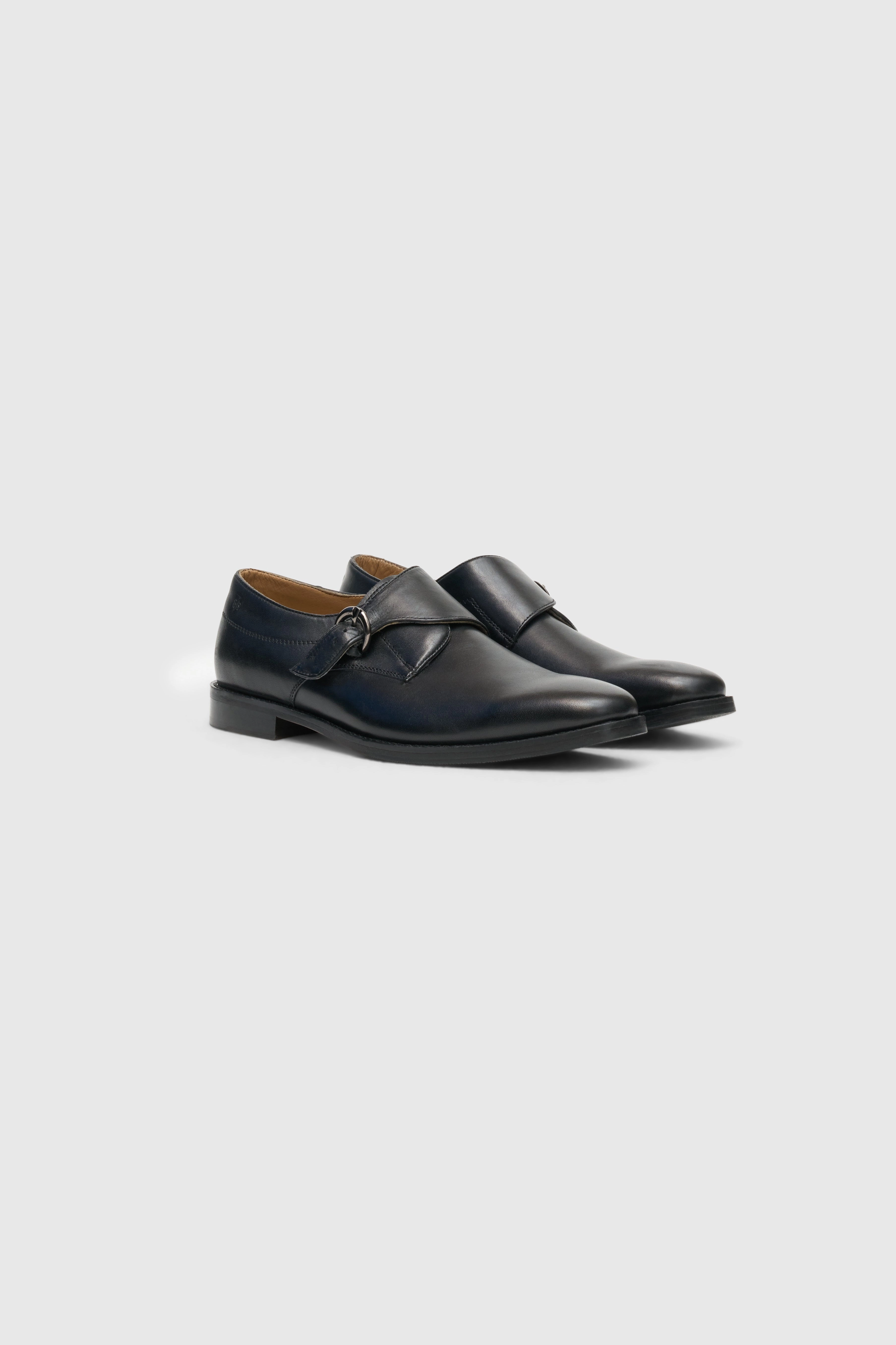 Leather Brogue Chelsea Boots Black Monk Strap Shoes