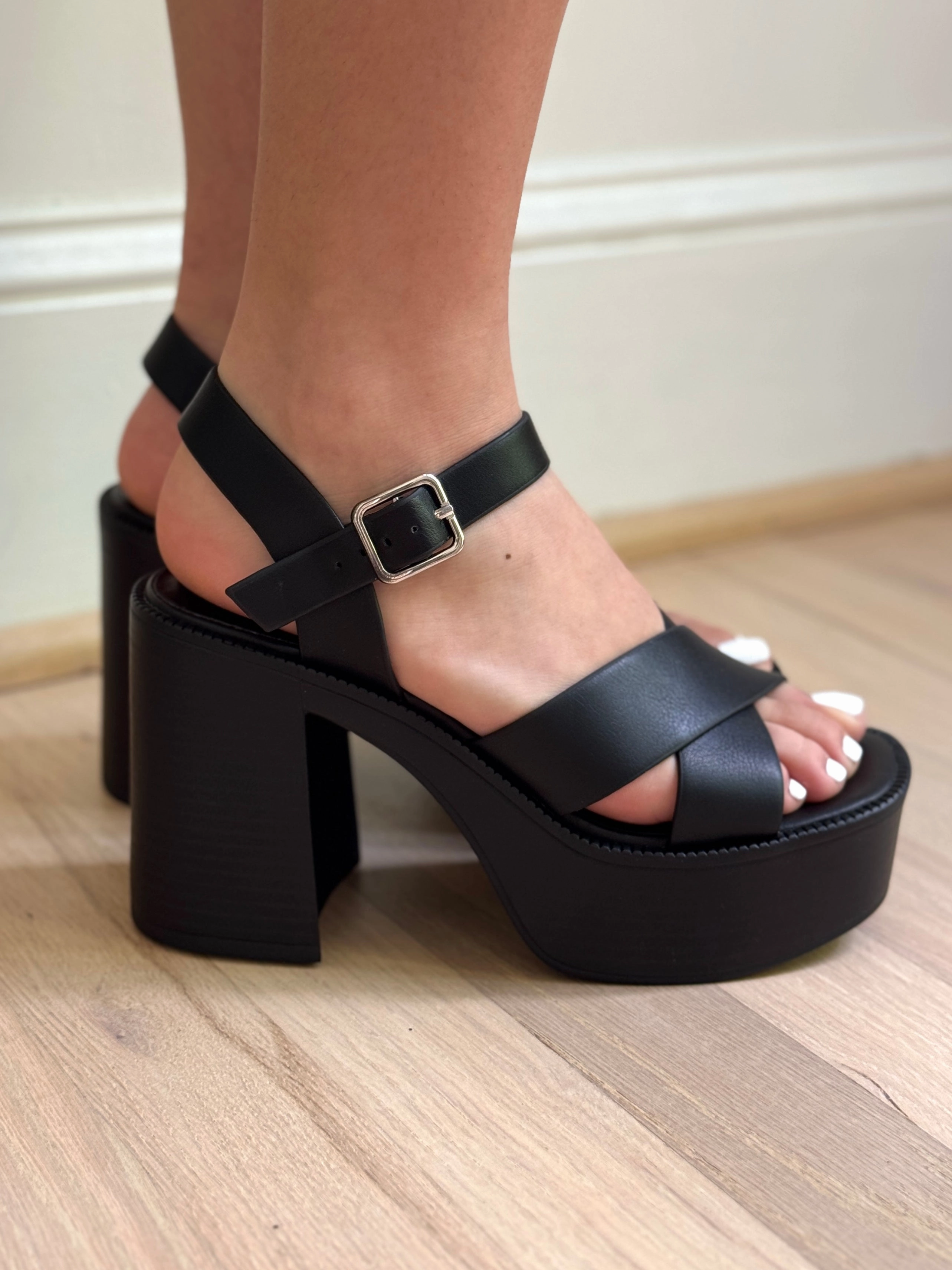 Black Platform Heels Khaki Mary Jane Shoes