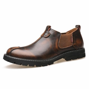 Tan Plain Toe Oxfords West Louis Retro British Style Shoes