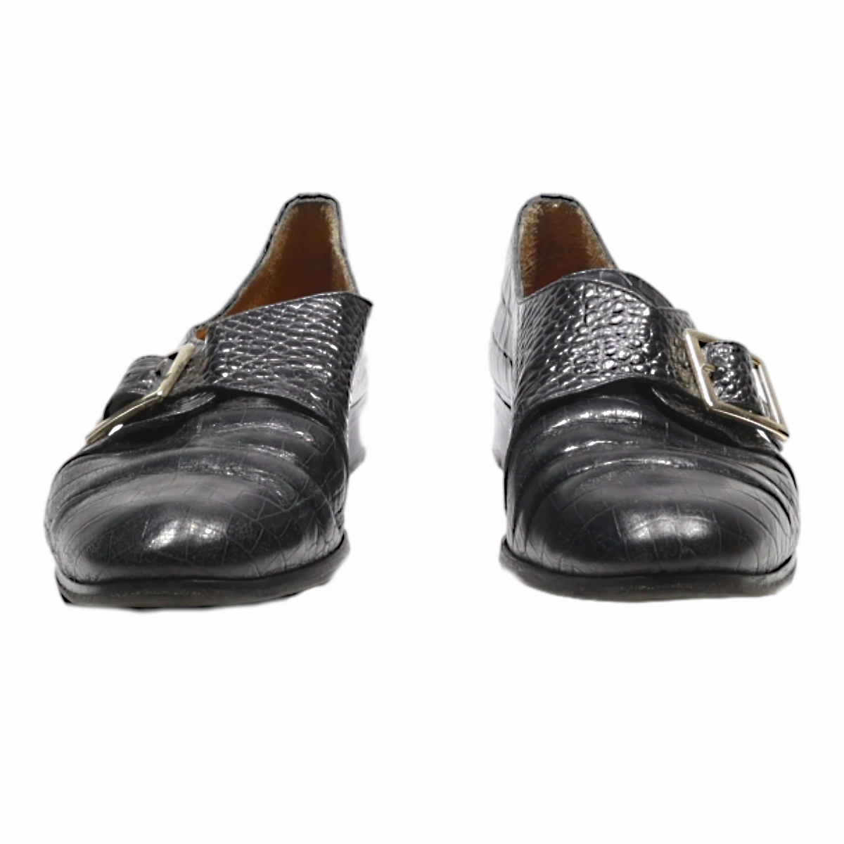 BOTTIER Monk Shoes Black Leather Womens UK 5 Brogue Sale