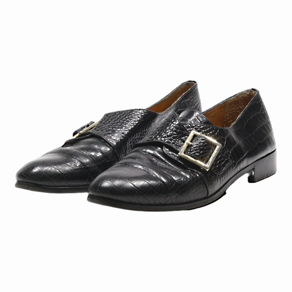 BOTTIER Monk Shoes Black Leather Womens UK 5 Samba Brogues