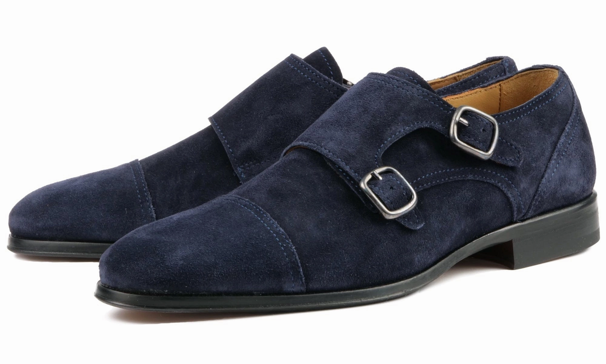 Bourne Monk Strap Navy Blue Suede Royal Brogues