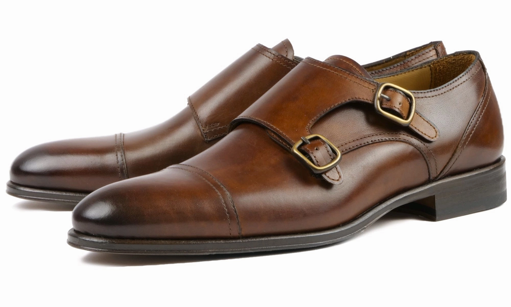 Mirror Shine Brogues Bourne Monk Strap Tan