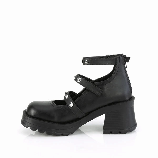BRATTY30 PLATFORM SHOES BLACK Mary Jane Shoes Heart Buckle