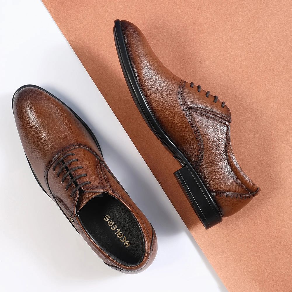 Healers Tan Formal Lacing Oxford Shoes For Men U993-18 By Liberty Plain Oxford