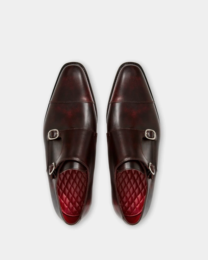 Museum Oxblood Double Monk Strap Dress Shoe Ghillie Brogue Shoes