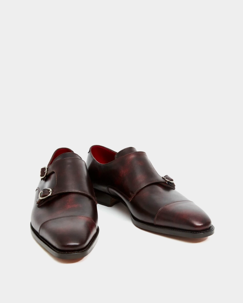Museum Oxblood Double Monk Strap Dress Shoe Burnished Tan Brogues