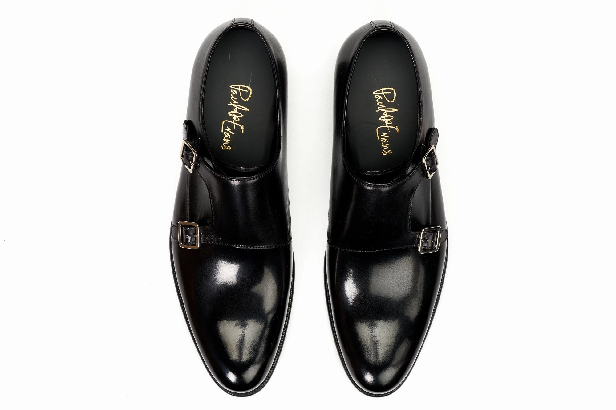 The Poitier Double Monk Strap - Nero Hadley Italian Leather Brogue Oxford